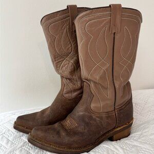 Brown Leather Suede Cowboy Boots Country Western Rodeo Farm Ranch Lady 10